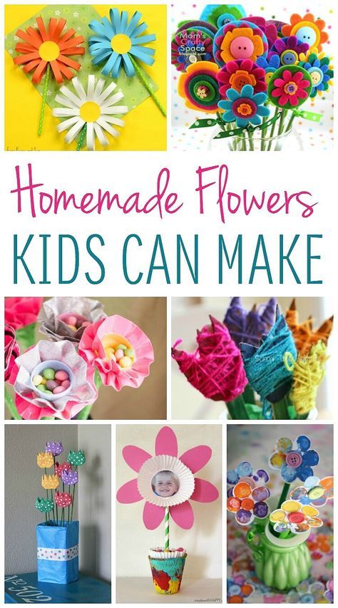 These cute homemade flowers are a gift that keeps on giving. You'll find 16 homemade flower ideas that kids can make that are sure to bring smiles! Homemade Flowers, Flower Crafts Kids, Easy Mother's Day Crafts, Diy Fleur, Kids Homemade, Diy Gifts For Kids, Mothers Day Crafts For Kids, Diy Mothers Day Gifts, Crafts For Kids To Make