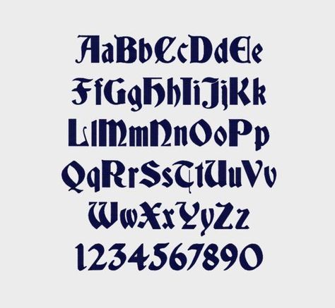 Gothic embroidery machine font available in four sizes: small, medium, large, and extra German Font, Gothic Words, Gothic Embroidery, Victorian Fonts, Medieval Font, Create Monogram, Jersey Font, Gothic Lettering, Word Fonts