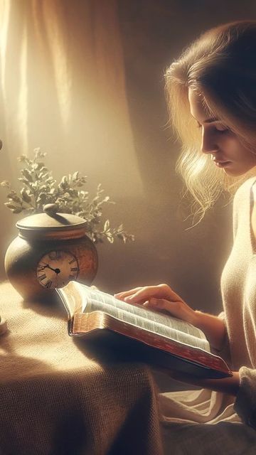 Reading A Bible, Prayerful Woman, Prayer For Discernment, Biblical Artwork, Christian Illustration, Sand Clock, Peaceful Moments, Medieval Woman, Reformed Theology