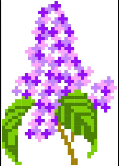 Lilac Pixel Art, Stitch Bag, Flower Socks, Pixel Drawing, Lilac Flowers, Alpha Patterns, Perler Beads, Animal Crossing, Pixel Art