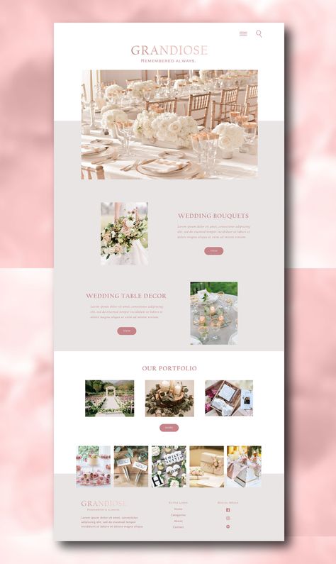 Website Design - Wedding on Behance Website Branding Design, Top Graphic Designers, Wedding Flyer, Graphic Designer Studio, Wedding Website Design, Wedding Rental, French Theme, Wedding Organizer, Rental Business