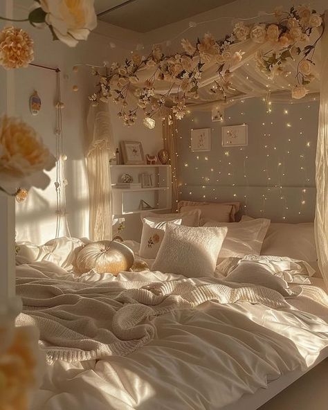 Soft Aesthetic Rooms, Bedroom Chill Vibes, Enchanted Bedroom Aesthetic, Romantic Cottagecore Bedroom, Aesthetic Rooms Bedrooms Cozy, Bedroom Ideas Stars, Bedroom Makeover Minimalist, Cozy Room Decor Bedroom, Room Makeover Inspiration Aesthetic