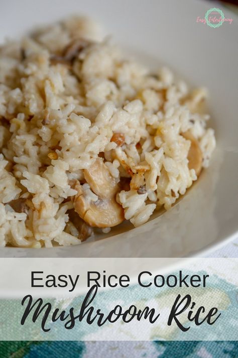 Easy Rice Cooker Mushroom Rice Recipe - Jordan's Easy Entertaining Rice Cooker Pasta, Mushroom Rice Recipes, Aroma Rice Cooker, Delicious Side Dishes, Mushroom Rice, Easy Rice, Rice Cooker Recipes, Rice Side Dishes, Easy Rice Recipes