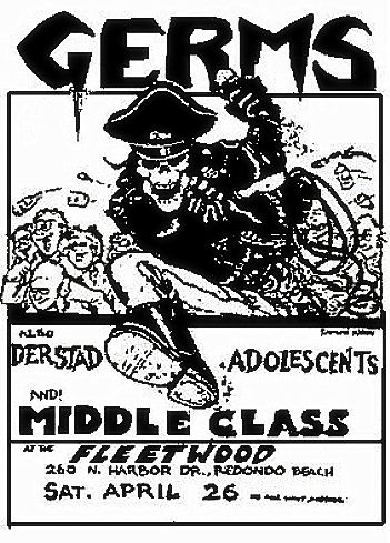 The Germs, Adolescents and middle class Vintage Flyer, Circle Jerks, Punk Concert, Punk Flyers, Cultura Punk, The Distillers, Poster Punk, The Germs, Punk Poster