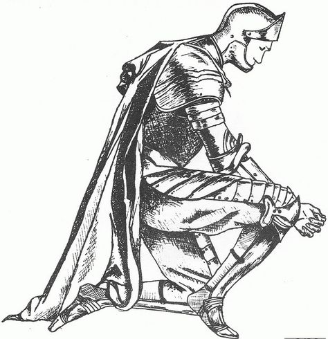 The White Knight Kneeling by KevyD, via Flickr Guy Kneeling Pose, Knight Kneeling, Drawing Reference Poses Male, The White Knight, Man Kneeling, Drawing Poses Male, Knight Drawing, Poses Male, King Drawing