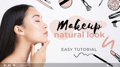 Makeup tutorial youtube thumbnail | Free Vector #Freepik #freevector #social-media #beauty #social #makeup Makeup Thumbnail, Light Brown Eyebrows, Thumbnail Ideas, Beauty Salon Posters, Pink Lip Color, Beauty Salon Business Cards, Watercolor Eyes, Eyelash Logo, Cosmetics Banner