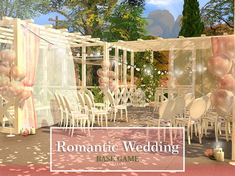 Pralinesims' Romantic Wedding Sims 4 Cc Wedding Decor, Sims 4 Wedding Venue Cc, Sims 4 Vintage, Sims 4 Wedding Dress, Lotes The Sims 4, The Sims 4 Lots, Baby Shower Venues, Sims 4 Tsr, Paradise Wedding