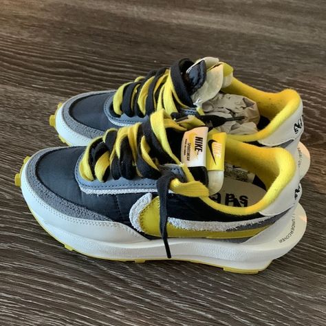 Nike sacai x undercover x LD waffle (bright citron) Sacai Waffle, Nike Sacai, Trend 2023, Nike Waffle, Air Shoes, Shoe Wishlist, Nike Air Shoes, Clothes Outfit, Sneakers Shoes