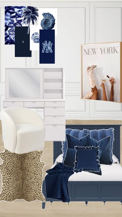 Navy Room Decor, Bedroom Decor Blue, Navy Room, Blue Girls Rooms, Dads Room, Navy Blue Decor, Silver Room, Blue Bedroom Decor, College Apartment Decor