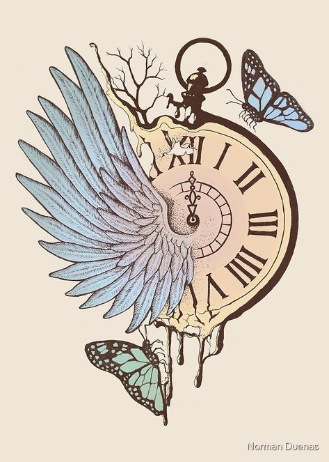 Time Flies, Butterflies, Clock, Tattoos