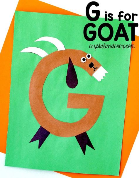 Letter fo the Week Preschool Craft: G is for Goat Preschool Letter G, G Is For Goat, Letter G Craft, Goat Crafts, Letter Of The Week Crafts, 3s Preschool, Goat Craft, Letter Animals, G Craft