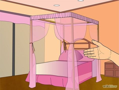 How to Make a Bed Canopy: 9 Steps - wikiHow Diy Twin Canopy Bed, Diy Four Poster Bed Canopy, Canopy Frame Diy, Easy Canopy Bed Diy, How To Make A Canopy For A Bed, Decent Bed Design, 4 Poster Bed Canopy, Canopy Bed Design, Diy Canopy Bed