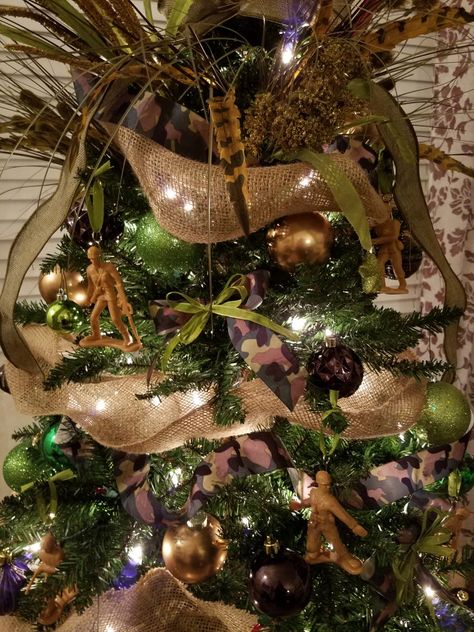 Army Camo Christmas Tree Camo Christmas Decorations, Army Christmas Tree, Camo Christmas Tree, Army Christmas Tree Ideas, Military Christmas Tree, Camo Christmas, Patriotic Christmas Tree, Army Christmas, Military Ornaments