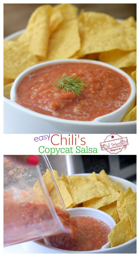 Chilis Copycat Salsa, Copycat Salsa, Chili's Salsa Recipe, Easy Homemade Salsa, Easy Salsa Recipe, Homemade Salsa Recipe, Easy Salsa, Vol Au Vent, Copykat Recipes