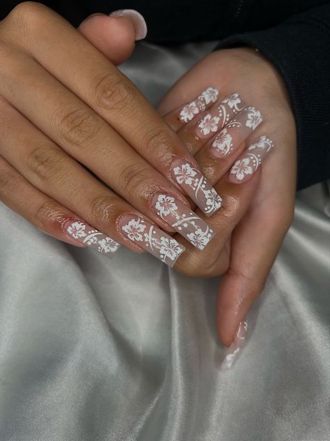 Acrylic Nails Coffin Pink, Nail Nail, Acrylic Nails Coffin, Nails Coffin, Hibiscus Flowers, Coffin Nails, Nail Ideas, Cute Nails, Nail Inspo