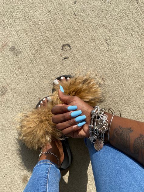 Light Blue Nails Acrylic, Nail Ideas Black, Acrylic Nails Blue, Sky Blue Nails, Cute Nail Colors, Blue Toes, Light Blue Nails, Acrylic Toes, Blue Acrylic Nails