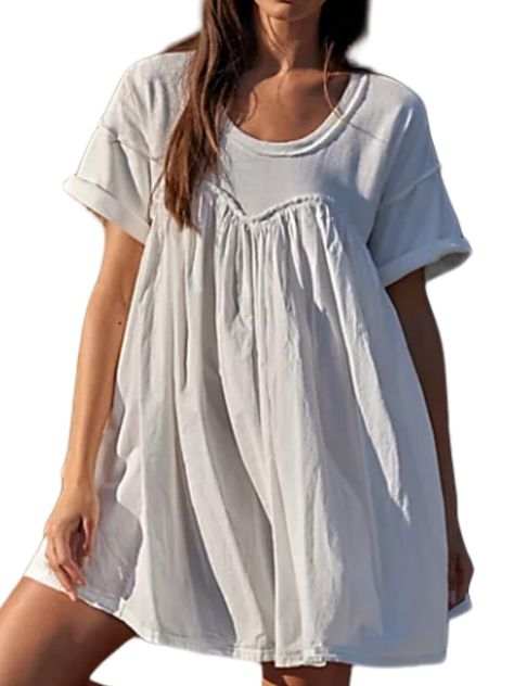 PRICES MAY VARY. Pull On closure Boho Short Dress Outfit, Free People Beach Outfits, Coastal Fashion Fall, Short Babydoll Dress, Uni Fits, White Maxi Dress Boho, Anthropology Dresses, Greece Trip, Loose Mini Dress