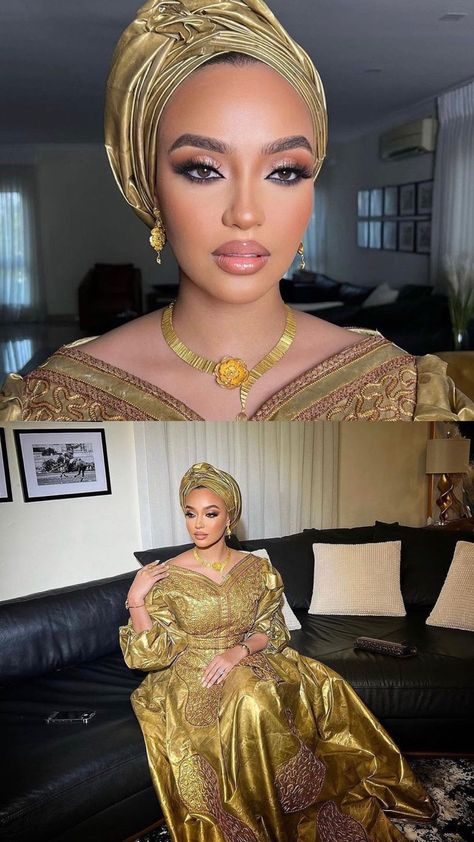 Gorgeous Nigerian woman 🇳🇬 Hausa Wedding Dress, Hausa Dress African Women, Fulani Wedding, Hausa Bride, Hausa Wedding, Nigerian Women, African Chic, Traditional Hairstyle, Chic Dress Classy