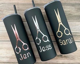 Cricut Hairdresser Gifts, Hairdresser Party Ideas, Glitter Water Bottles, Glitter Water, Hairdresser Gift, Hair Stylist Gifts, Vinyl Gifts, Engraved Tumbler, Salon Ideas