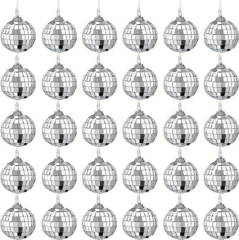 30 Pcs 1.6 Inch Mirror Disco Ball 50's 60's 70's Disco Party Hanging Decoration DJ Light Effect Silver Stage Props Hanging Disco Ball for Christmas Tree Ornament Decoration Game Accessories : Amazon.co.uk: Musical Instruments & DJ Disco Theme Parties, Mirror Disco Ball, 70s Disco Party, Dj Light, Disco Party Decorations, 70's Disco, Ornament Party, Christmas Photo Props, Party Home Decoration