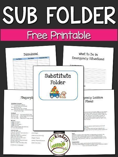 Sub Folders For Teachers, Substitute Teacher Binder, Substitute Folder, Absent From School, Printable Folder, Classroom Management Ideas, Substitute Binder, Folder Ideas, Christian Preschool