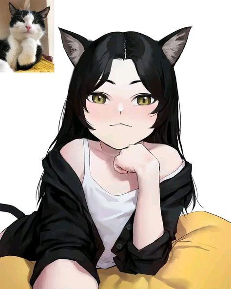 What Cat, Soyut Sanat Tabloları, Anime Cat, Funny Cat Pictures, 영감을 주는 캐릭터, Japanese Artists, Cat Girl, Japanese Anime, Anime Style