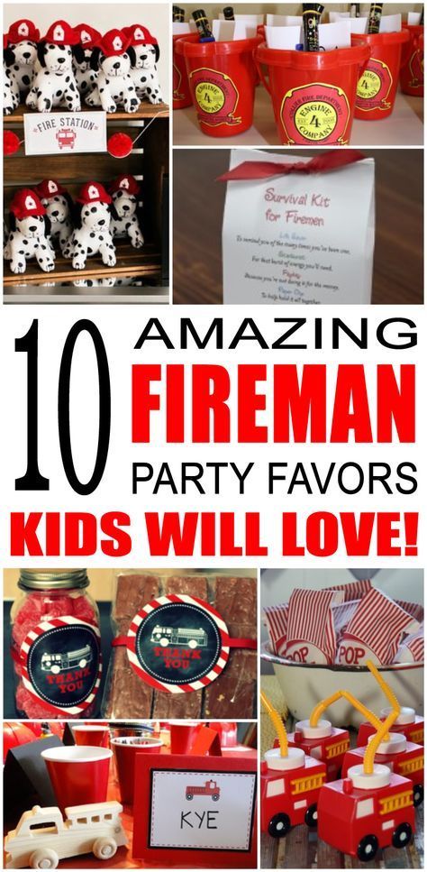 Fun fireman party favor ideas that kids and teens will love. Try these simple diy firemen, fire truck and firefighters party favors for boys and girls. Here are some easy gift bags, treat bags, and more birthday ideas to say thank you to the friends of that special birthday child. Fire Truck Birthday Party Ideas, Fireman Birthday Party, Truck Birthday Party Ideas, Fire Truck Birthday Party, Teen Girl Birthday Party, Fire Truck Birthday, Girl Birthday Party Favors, Party Favor Ideas, Fireman Party