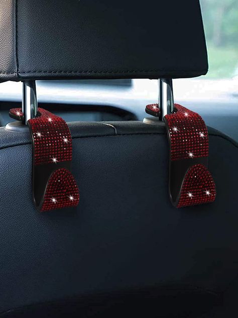 Red Jeep Accessories, Black Car Red Interior, Heart Car Decor, Red Car Decorations Interior, Red Car Decorations, Red Car Interior Decor, Red Car Decor, Red Interior Car, Red Car Accessories