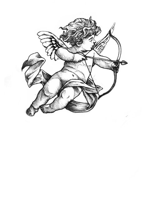 Cupid Tattoo Men, Gotik Tattoo, Cupid Tattoo, Backpiece Tattoo, Cherub Tattoo, Angel Tattoo Designs, Mythology Tattoos, Greek Tattoos, Small Tattoos For Guys