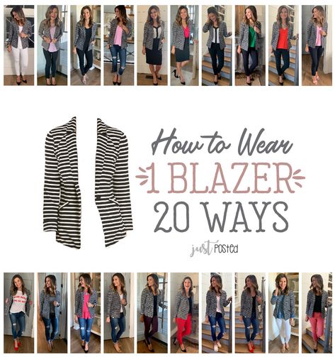 How to Wear One Striped Blazer Twenty Ways How To Wear Blazer, Striped Blazer Outfit, Blazer Pattern, Zooey Deschanel, Striped Blazer, Blazer Outfits, Work Outfits Women, Fashion Mode, Work Attire