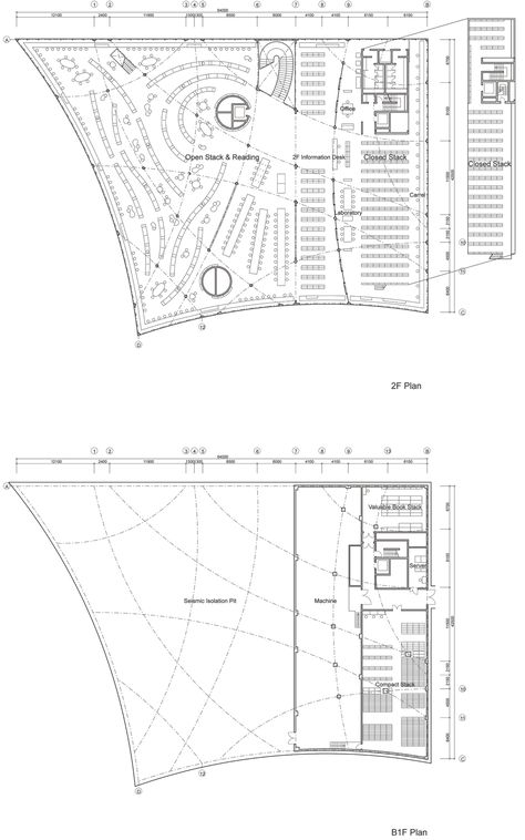 Library Floor Plan, Toyo Ito Architecture, Tama Art University, Library Drawing, Public Library Design, Library Plan, Floating Architecture, Case Study Design, Toyo Ito