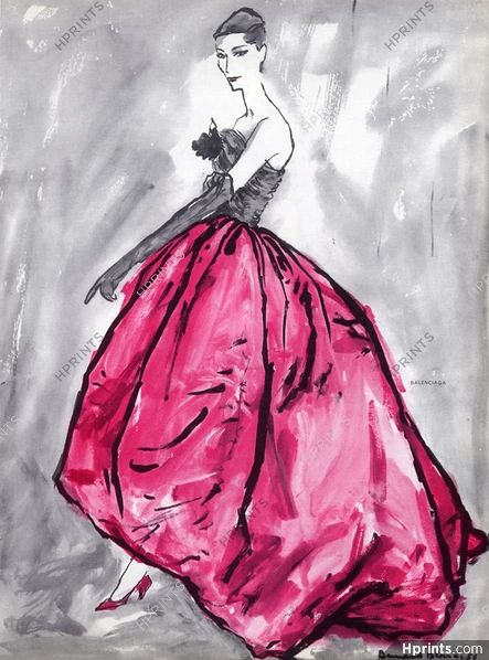 https://hprints.com/s_img/ng_md/32/32983-balenciaga-1956-evening-gown-fashion-illustration-bernard-blossac-650806ab6de3-hprints-com.webp Vintage Fashion Sketches, Cristobal Balenciaga, Evening Coat, Balenciaga Fashion, Gown Fashion, Simply Fashion, Cristóbal Balenciaga, What Is Fashion, Fashion 1950s