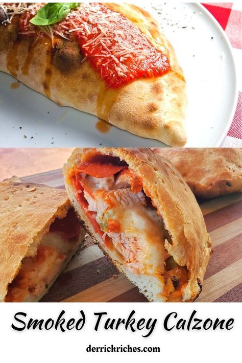 Use up those smoked turkey leftovers with this crazy easy calzone recipe! Smoked Calzone, Turkey Calzone, Easy Calzone Recipe, Easy Calzone, Calzone Recipe Easy, Turkey Pizza, Turkey Leftovers, Smoked Turkey Recipes, Calzone Recipe