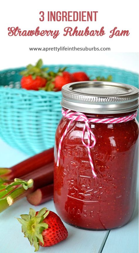 Strawberry Rhubarb Recipes, Rhubarb Jam Recipes, Strawberry Rhubarb Jam, Jam Recipes Homemade, Canning Jam, Rhubarb Jam, Dessert Aux Fruits, Peach Jam, Pretty Life