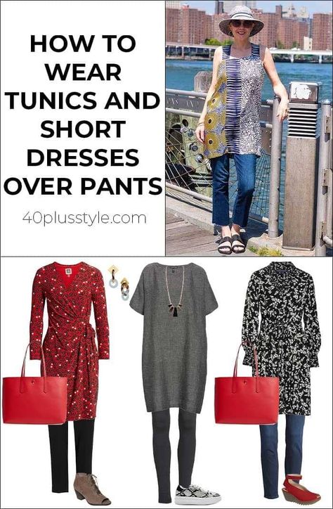 Dresses With Pants, Dress Over Jeans Outfit, Dresses Over Pants, Sharp Outfits, Black Dress Outfit Casual, Dress Over Jeans, Dress Over Pants, Stylish Outfits For Women Over 50, Fun Clothing