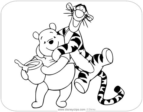 Coloring page of Winnie the Pooh and Tigger #winniethepooh, #tigger Tiger Coloring, Pooh And Tigger, Football Coloring Pages, Rabbit Colors, Valentine Coloring Pages, Cute Winnie The Pooh, Bear Coloring Pages, Disney Colors, Halloween Coloring Pages