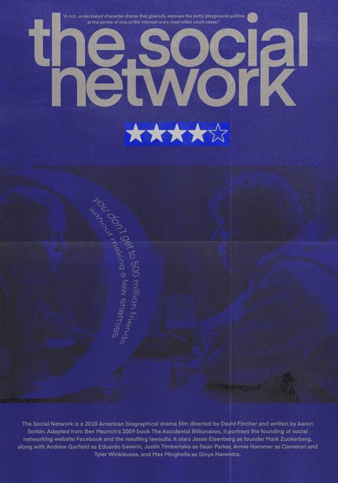 The Social Network Wallpaper, Alternate Film Posters, The Social Network Aesthetic, The Social Network Poster, The Social Network, Social Network Movie, Alt Posters, College Poster, Film Theory