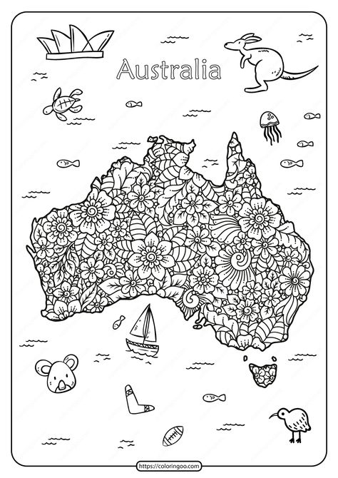 Free Printable Happy Australia Day Pdf Coloring Page. #free #printable #australia #australiaday #coloring #drawing #painting #pdf #kiwi #kangaroo #icons #symbols Australia Crafts, Happy Australia Day, Coloring Drawing, Girl Scout Activities, Flag Coloring Pages, Holiday Program, Australia Flag, Animal Crafts For Kids, Australia Day