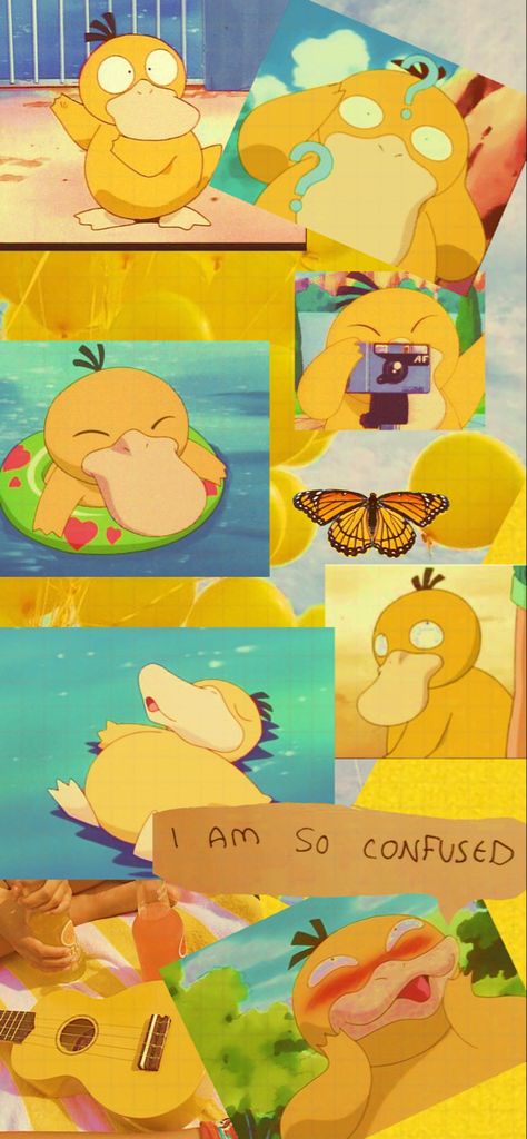 Aesthetic Pokémon Wallpaper, Ditto Wallpaper Aesthetic, Pokemon Wallpaper Psyduck, Pokémon Wallpaper Aesthetic, Pokemon Wallpapers Aesthetic, Pokemon Background Aesthetic, Psyduck Wallpaper Iphone, Yellow Anime Aesthetic Wallpaper, Cute Pokemon Wallpaper Iphone