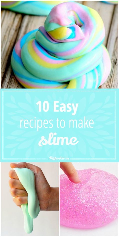 10 Easy Recipes to Make Slime! Super fun for kids! How To Make Goo, Easy To Make Slime, Make Slime For Kids, Colorful Slime, Slime For Kids, How To Make Slime, Fluffy Slime, Mason Jar Crafts Diy, Diy And Crafts Sewing