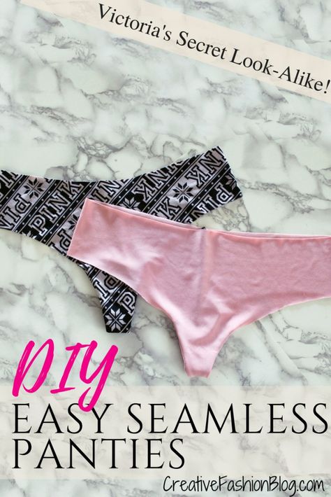 How to make easy seamless DIY panties .. A simple Victorias Secret lingerie knockoff tutorial Victorias Secret Lingerie, Panties Pattern, Lingerie Victoria Secret, Thrift Store Upcycle, Seamless Panties, Diy Fashion Trends, Diy Clothes Refashion, Sewing Lingerie, Diy Vetement