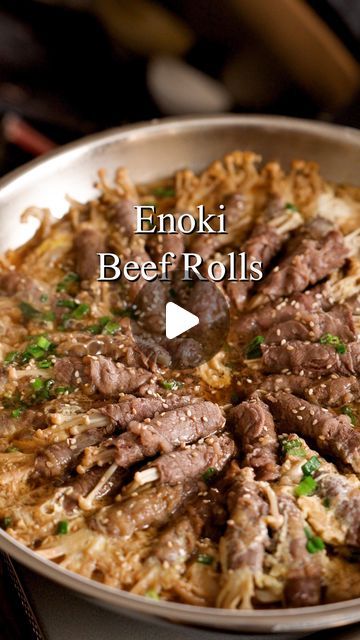 Beef With Enoki Mushrooms, Beef Enoki Mushroom Recipe, Beef Enoki Roll Recipe, Enoki Beef Rolls Recipe, Enoki Beef Rolls, Sukiyaki Beef, Oyakodon Recipe, Enoki Mushroom Recipe, Beef Rolls