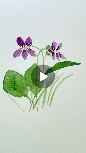 Tanya on Instagram: "One of my favourite flowers… 💜🍃 Purple Violets. . . #beyondbasics #beyondbasicsstudio . .  #paintwithme #violet #easyart #purpleflowers #watercolor_tutorials #watercolourpainting #watercoloring #funwithart #createdtocreate #createdaily #easyflowers #artlesson #arttutorial #watercolourflowers #watercolorsforbeginners #sketchbook #artreels #arttips #brushstrokes ." Watercolour Violets, Learning Watercolor, Favourite Flowers, Watercolor Tutorials, Colour Painting, Flowers Purple, Flowers Watercolor, Painting Flowers, Violet Flower