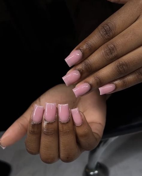 Base Pink Nails, Plain Medium Acrylic Nails, Regular Nails Ideas, Plain One Colour Acrylic Nails, Simple Girly Acrylic Nails, Natural Pink Nails With Design, Plain Square Acrylic Nails, Pink Plain Nails, Simple Nail Inspo Square