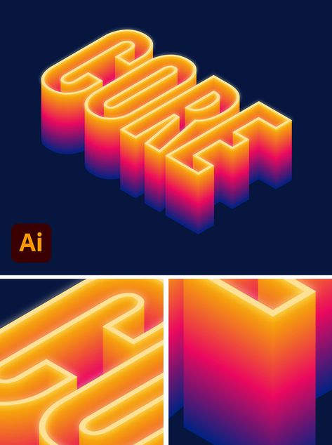 Text Effect Illustrator, Typography Tutorial, Illustrator Typography, Text Tutorial, Adobe Illustrator Tutorial, 3d Isometric, Adobe Illustrator Design, 3d Text Effect, Adobe Illustrator Tutorials