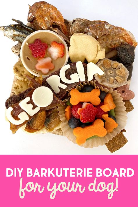 Learn how to make charucuterie for your dog! From our favorite pet products to tips for charcuterie board layout, we've got all the information you need o make your first barkuterie board! Charcuterie Board Layout, Barkuterie Board, Dog Boutique Ideas, Board Layout, Healthy Dog Treats Homemade, Doggie Treats, Pet Treat, Dog Foods, Dog Things