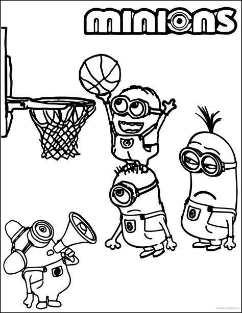 Minion Playing Basketball Coloring Pages Basketball Coloring Pages, Minion Coloring Pages, Minions Coloring Pages, Happy Birthday Coloring Pages, Sports Coloring Pages, Free Printable Coloring Sheets, Boy Coloring, Ball Drawing, Birthday Coloring Pages