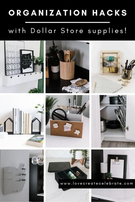 Amazing dollar store organization ideas and hacks! Ideas to organize your office, kitchen, family room, and more! Use unique items from the dollar tree and dollarama to create unique, beautiful, and modern organization solutions that can fit any style and any home. Dollar Tree Diy Organization Bedroom, Dollar Tree Office, Diy Organization Bedroom, Under Kitchen Sink Storage, Dollar Store Organization Hacks, Dollar Store Organization Ideas, Store Organization Ideas, Dollar Tree Kitchen Organization, Dollar Store Organization