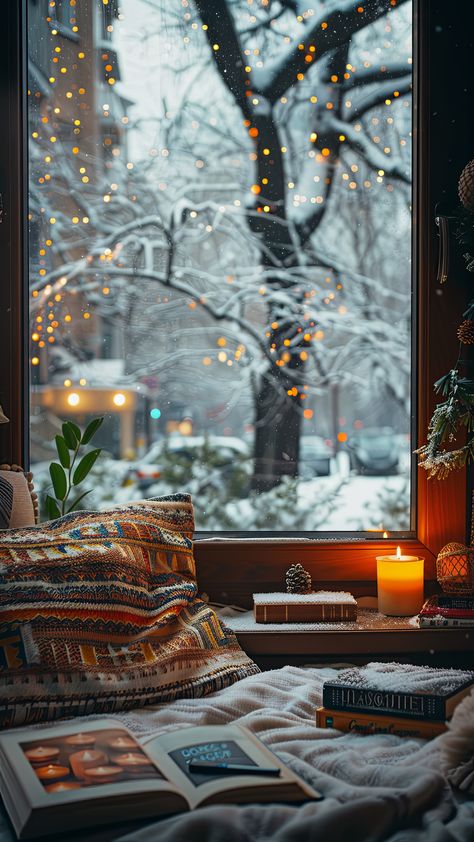 Advent Season Wallpaper, Bedroom Warm Colors, Hygge Wallpaper, Wallpaper Film, Soul Aesthetic, Candles Collection, Window Photography, Aesthetic Places, Winter Window