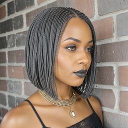 Checkout - LinktoHair Salt And Pepper Braids Grey Hair, 200 Hairstyle, Short Crochet Braids, Cuban Twist Hair, Hairstyle Braided, Hairstyles Wigs, Short Cut Wigs, Senegalese Twist Braids, Full Lace Wig Glueless